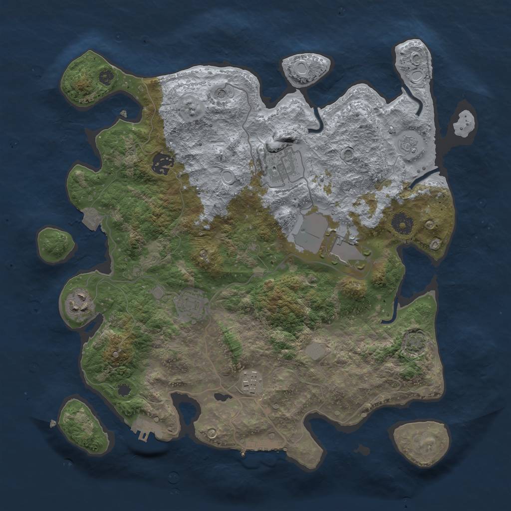 Rust Map: Procedural Map, Size: 3500, Seed: 251052648, 14 Monuments