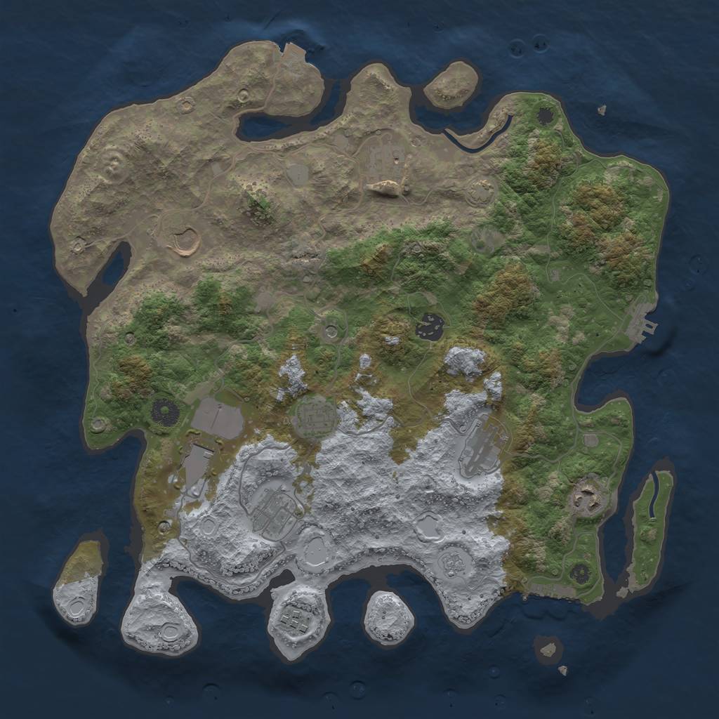 Rust Map: Procedural Map, Size: 3800, Seed: 1279001406, 17 Monuments