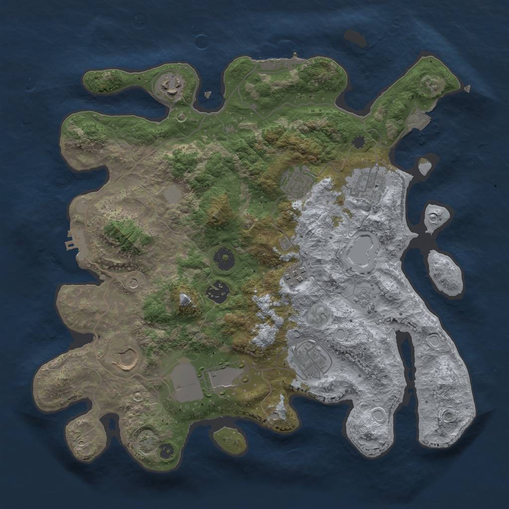 Rust Map: Procedural Map, Size: 3500, Seed: 576748004, 16 Monuments