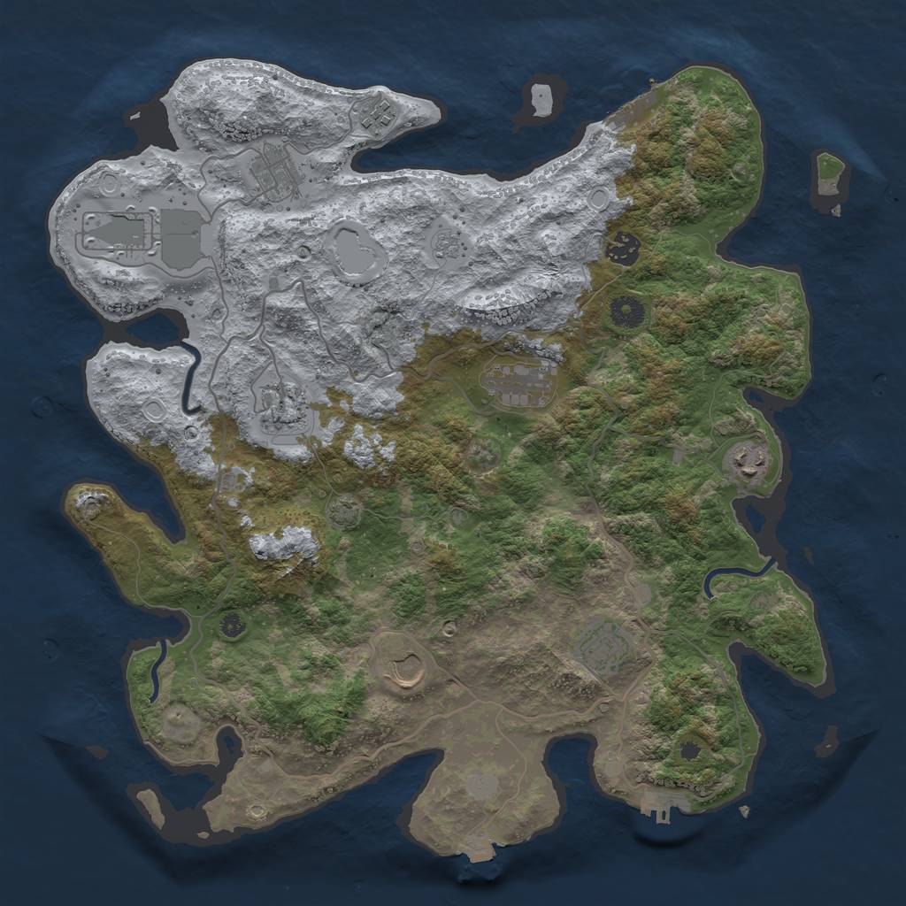 Rust Map: Procedural Map, Size: 4000, Seed: 568934573, 16 Monuments