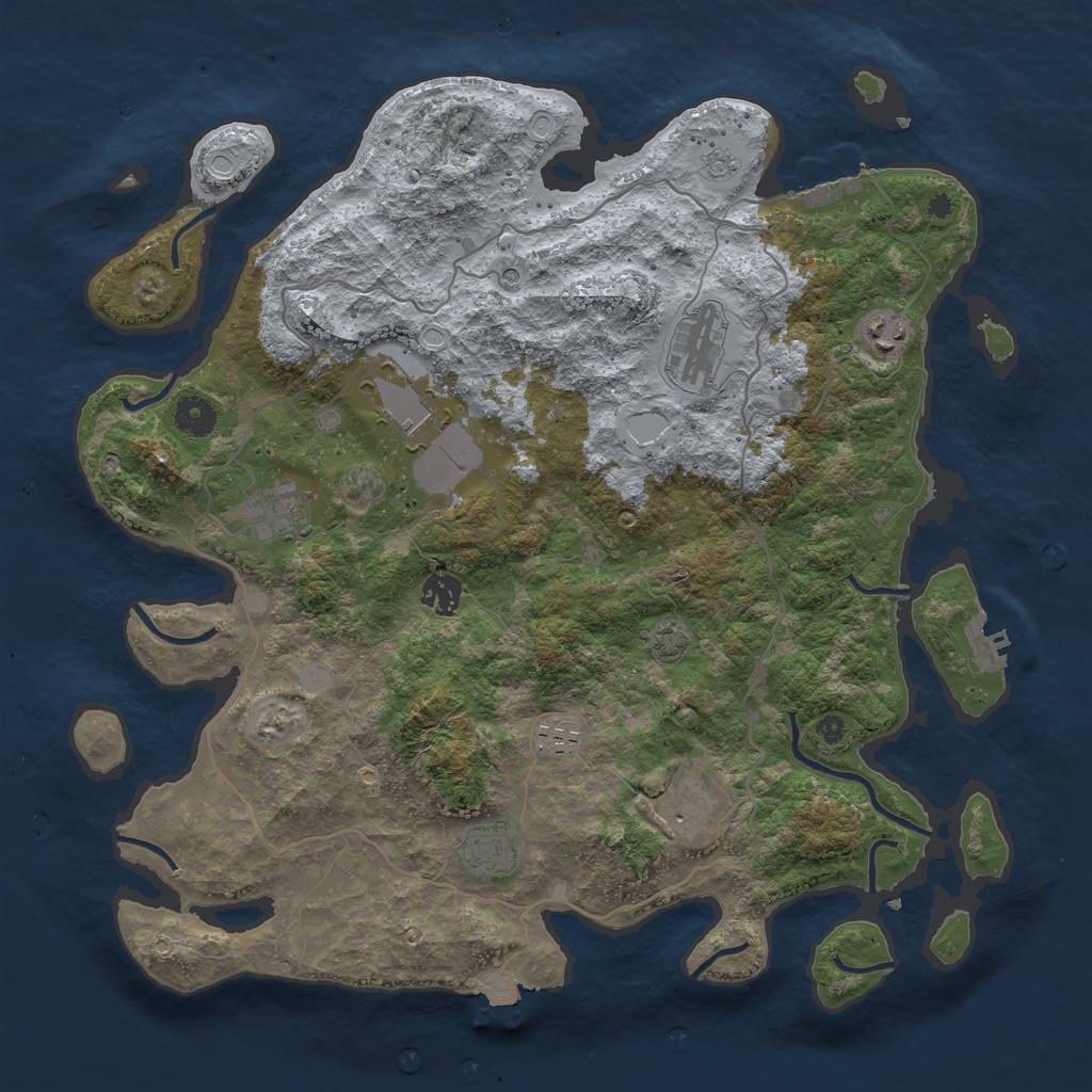 Rust Map: Procedural Map, Size: 4000, Seed: 1032649349, 16 Monuments