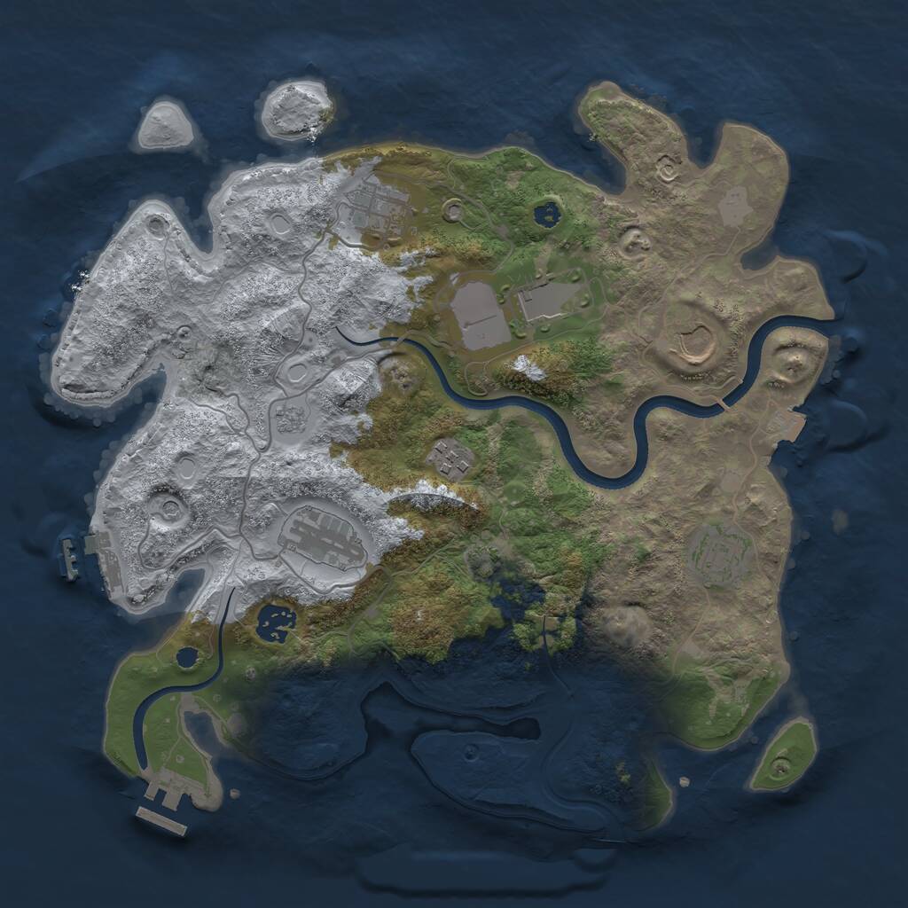 Rust Map: Procedural Map, Size: 3500, Seed: 7757575, 13 Monuments