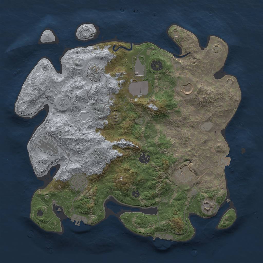 Rust Map: Procedural Map, Size: 3500, Seed: 7757575, 16 Monuments