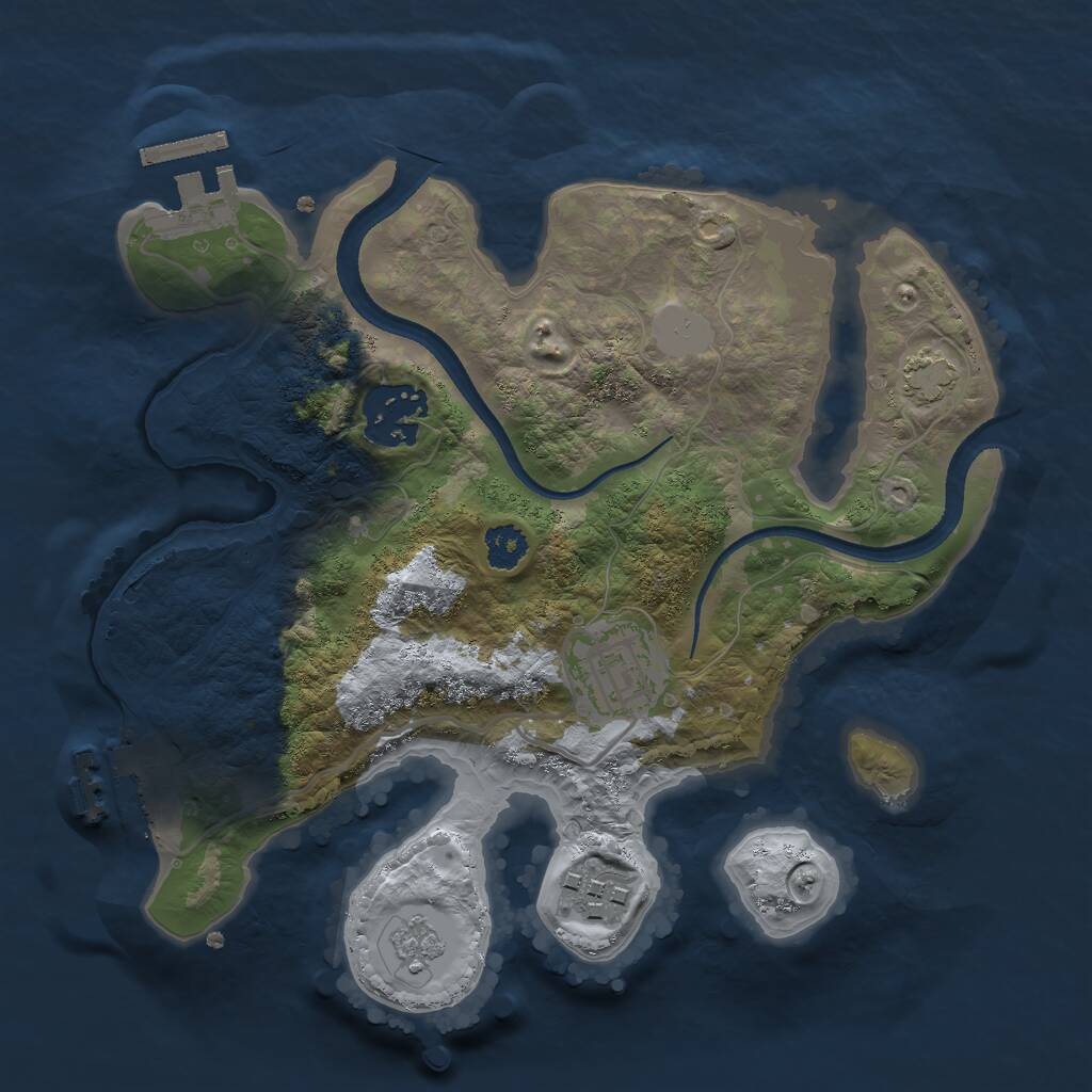 Rust Map: Procedural Map, Size: 2500, Seed: 395501081, 8 Monuments