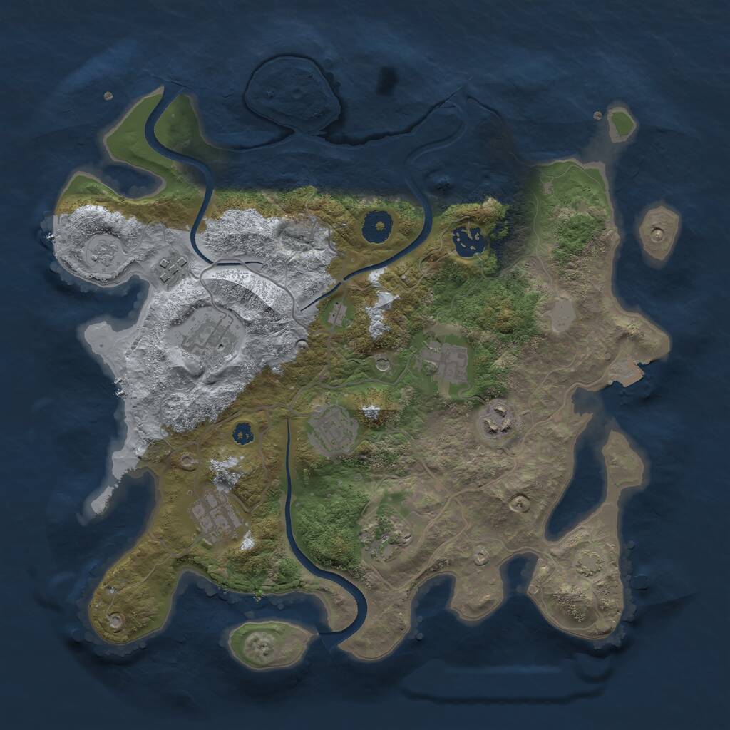 Rust Map: Procedural Map, Size: 3450, Seed: 36152747, 12 Monuments
