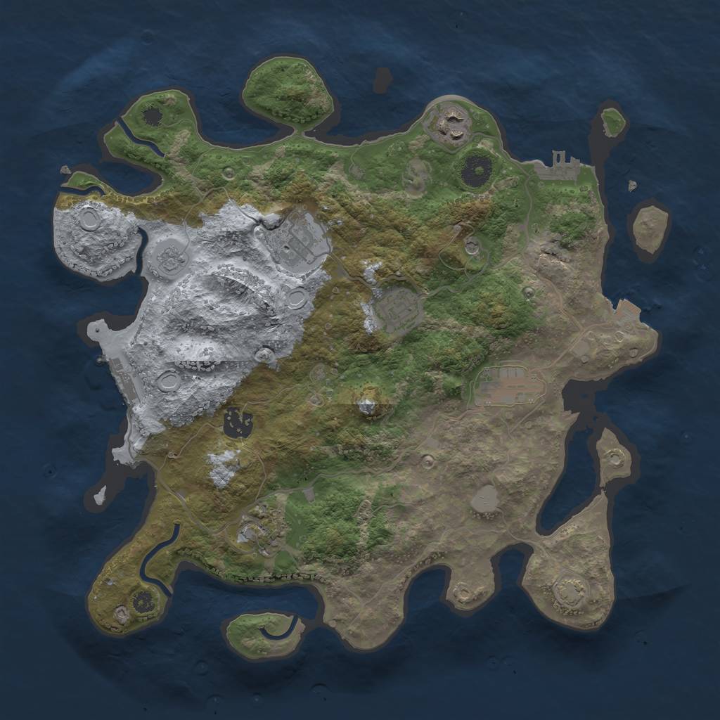 Rust Map: Procedural Map, Size: 3450, Seed: 36152747, 14 Monuments