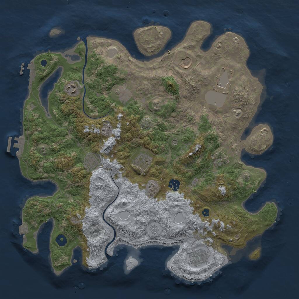 Rust Map: Procedural Map, Size: 3950, Seed: 36241775, 16 Monuments