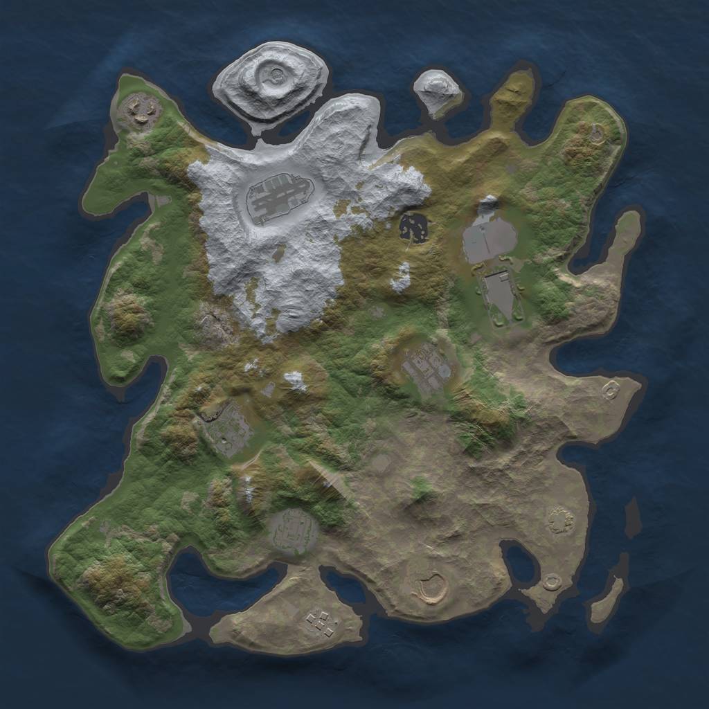 Rust Map: Barren, Size: 3500, Seed: 189798789, 13 Monuments