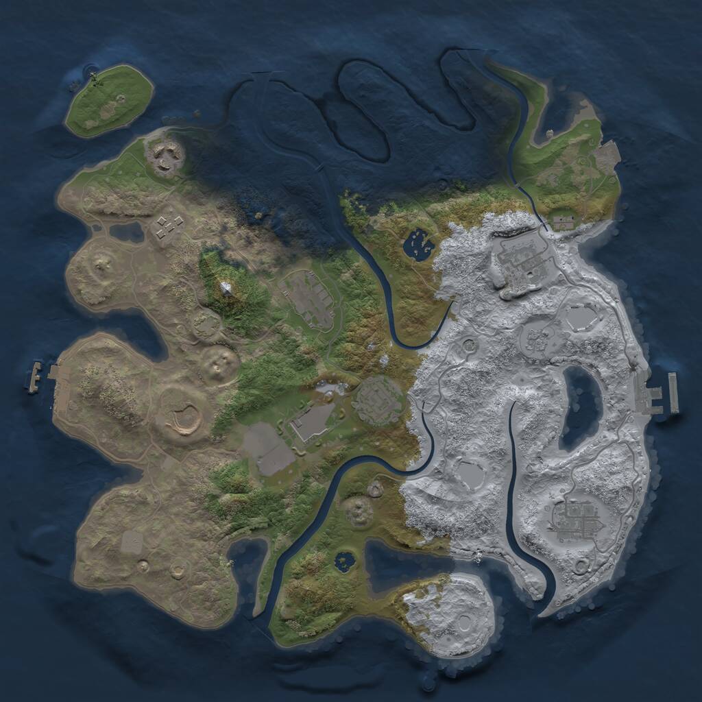Rust Map: Procedural Map, Size: 3500, Seed: 79486225, 15 Monuments