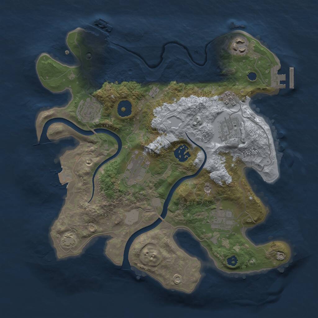 Rust Map: Procedural Map, Size: 3000, Seed: 2106854766, 12 Monuments