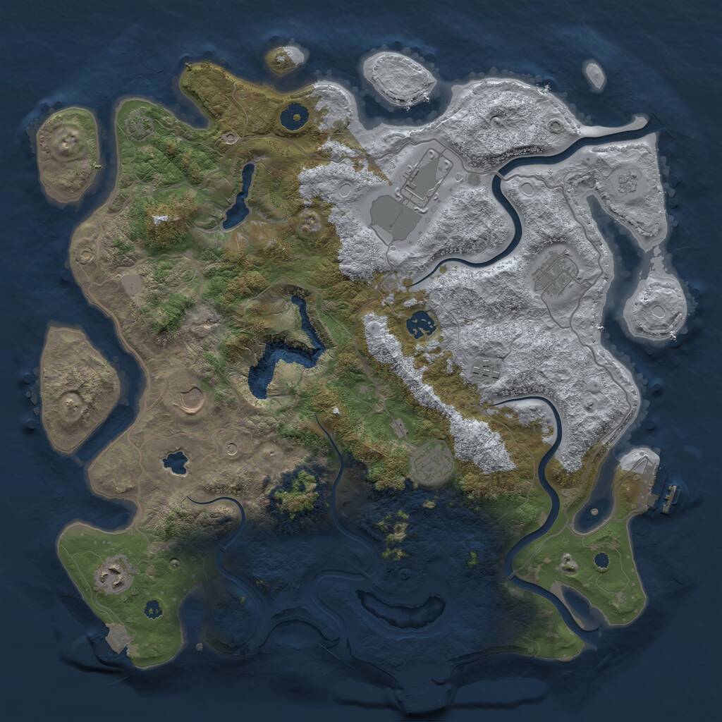Rust Map: Procedural Map, Size: 4000, Seed: 672885886, 13 Monuments