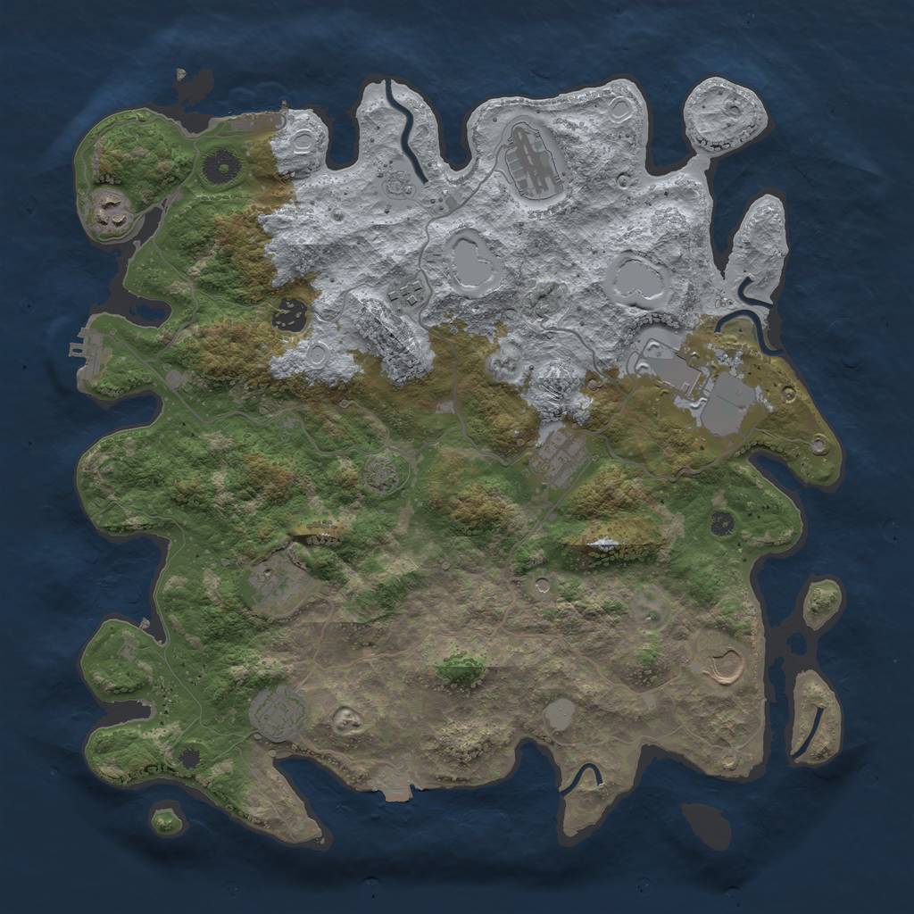 Rust Map: Procedural Map, Size: 3950, Seed: 72983237, 17 Monuments