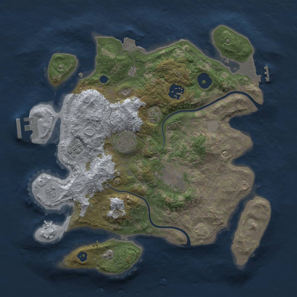 Rust Map: Procedural Map, Size: 3000, Seed: 28213, 10 Monuments