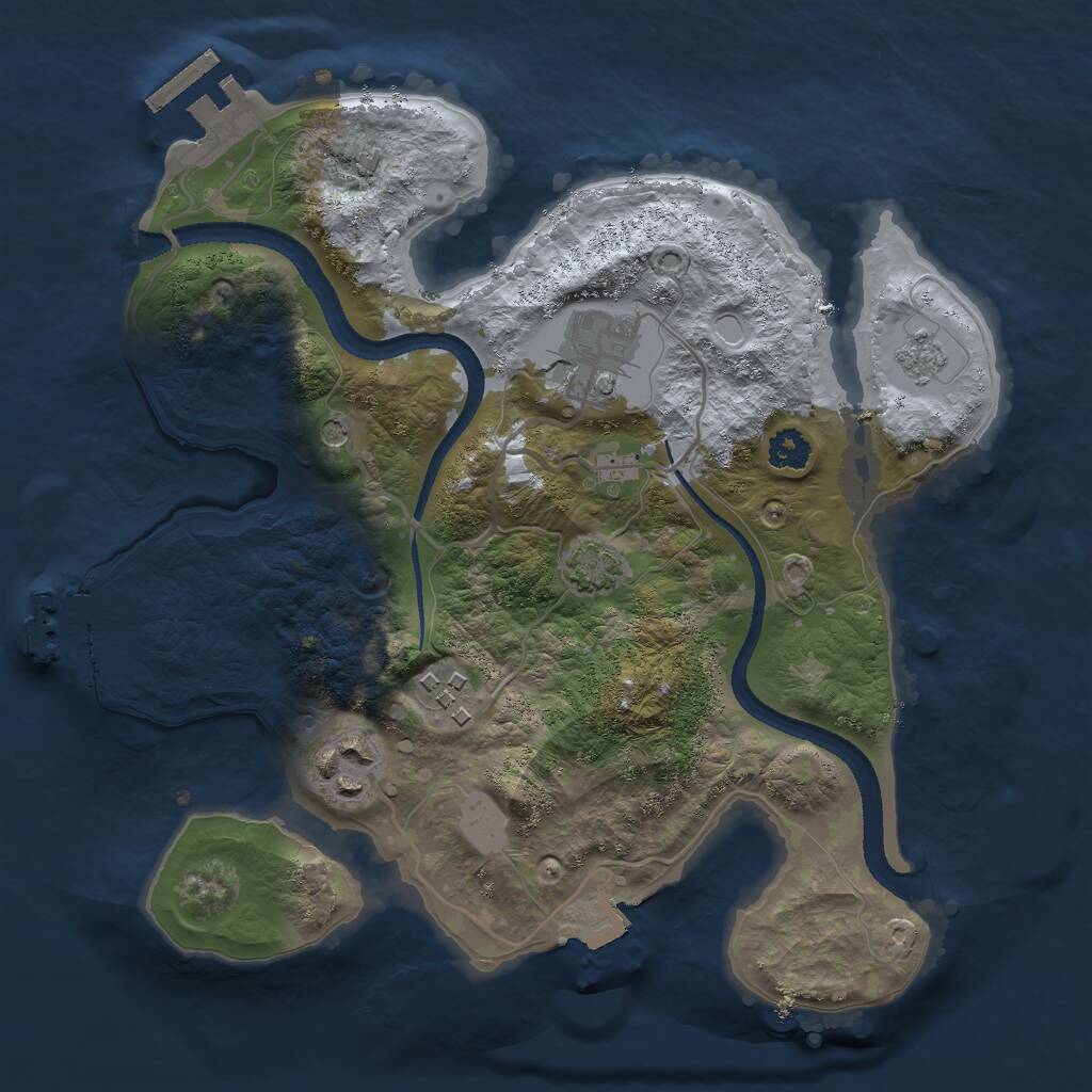 Rust Map: Procedural Map, Size: 2600, Seed: 389846896, 9 Monuments