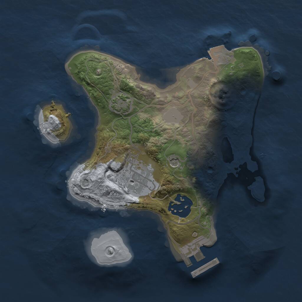 Rust Map: Procedural Map, Size: 2000, Seed: 1369107347, 6 Monuments