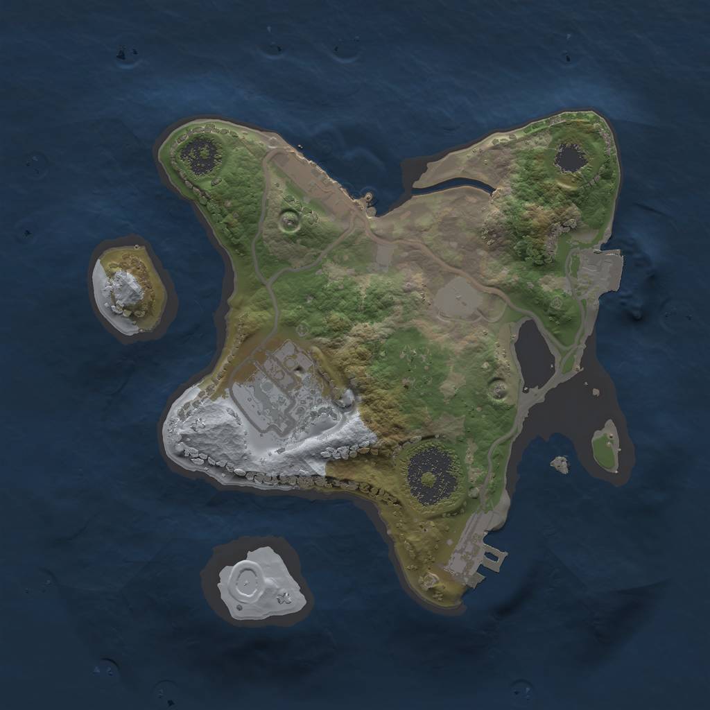 Rust Map: Procedural Map, Size: 2000, Seed: 1369107347, 6 Monuments