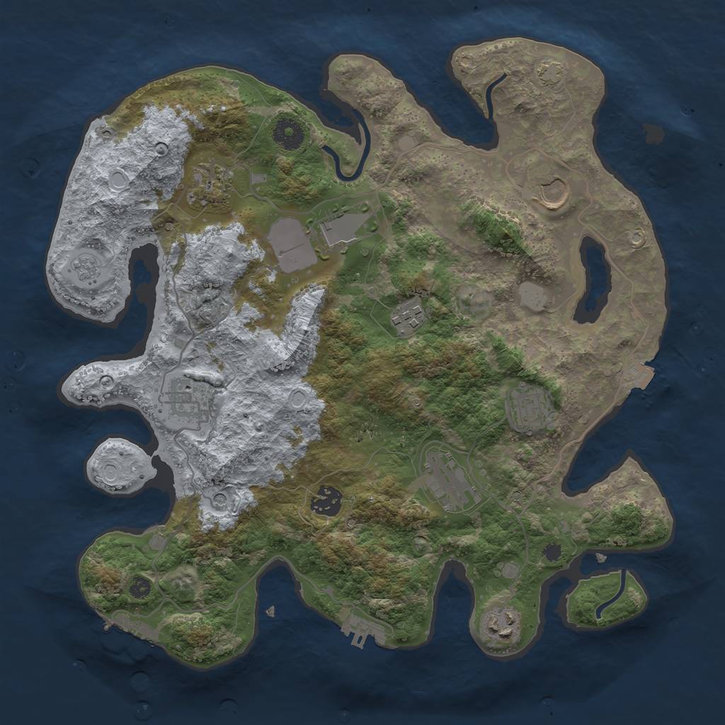 Rust Map: Procedural Map, Size: 3500, Seed: 1177118903, 17 Monuments