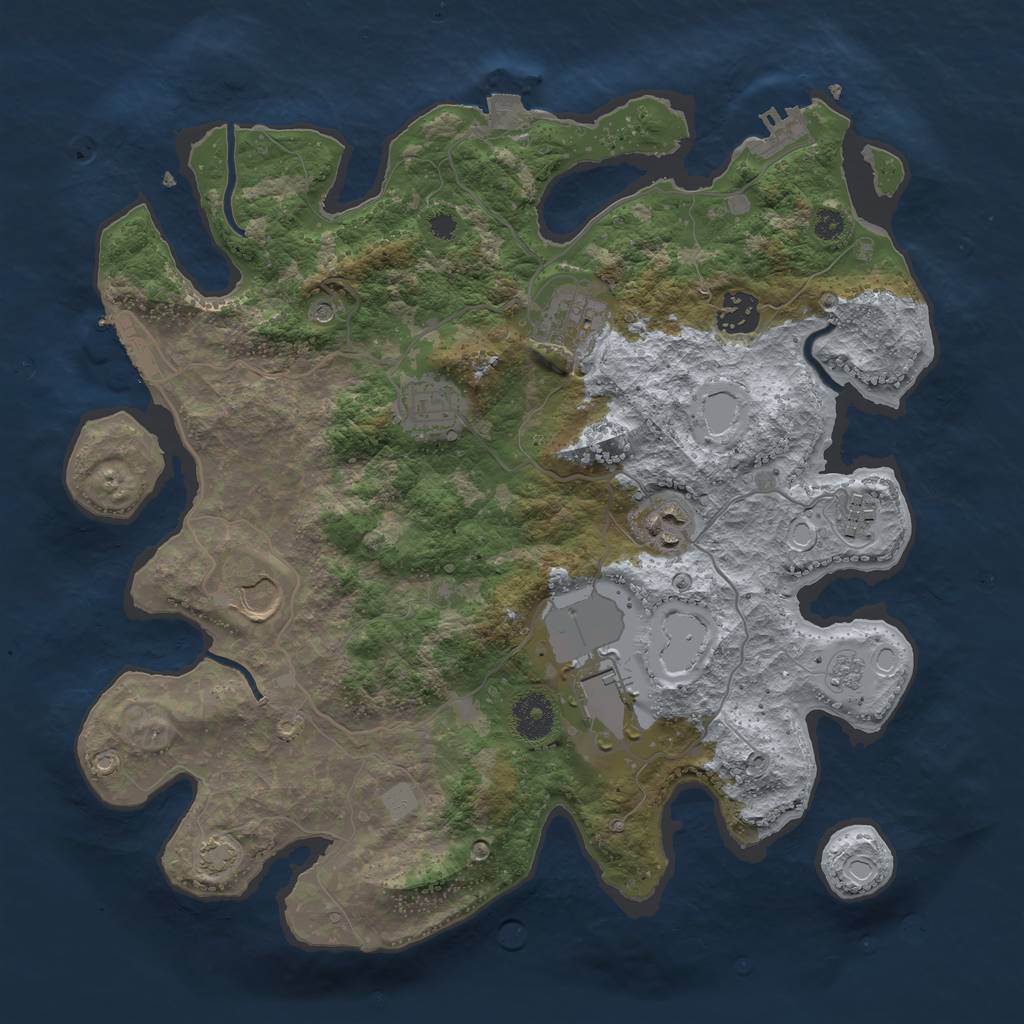 Rust Map: Procedural Map, Size: 3500, Seed: 740437974, 15 Monuments