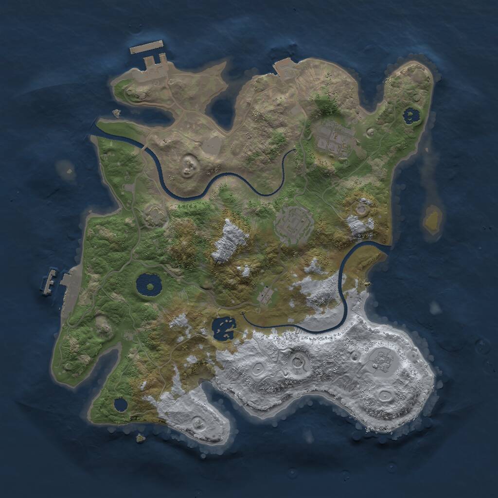 Rust Map: Procedural Map, Size: 3000, Seed: 1152208003, 9 Monuments