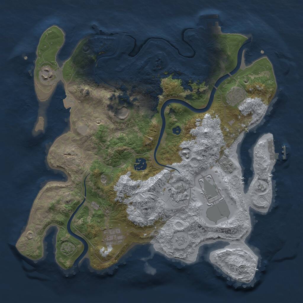 Rust Map: Procedural Map, Size: 3500, Seed: 27380729, 14 Monuments