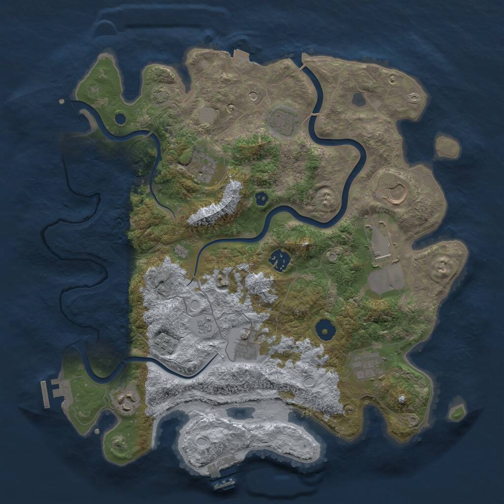 Rust Map: Procedural Map, Size: 3700, Seed: 1764836658, 15 Monuments