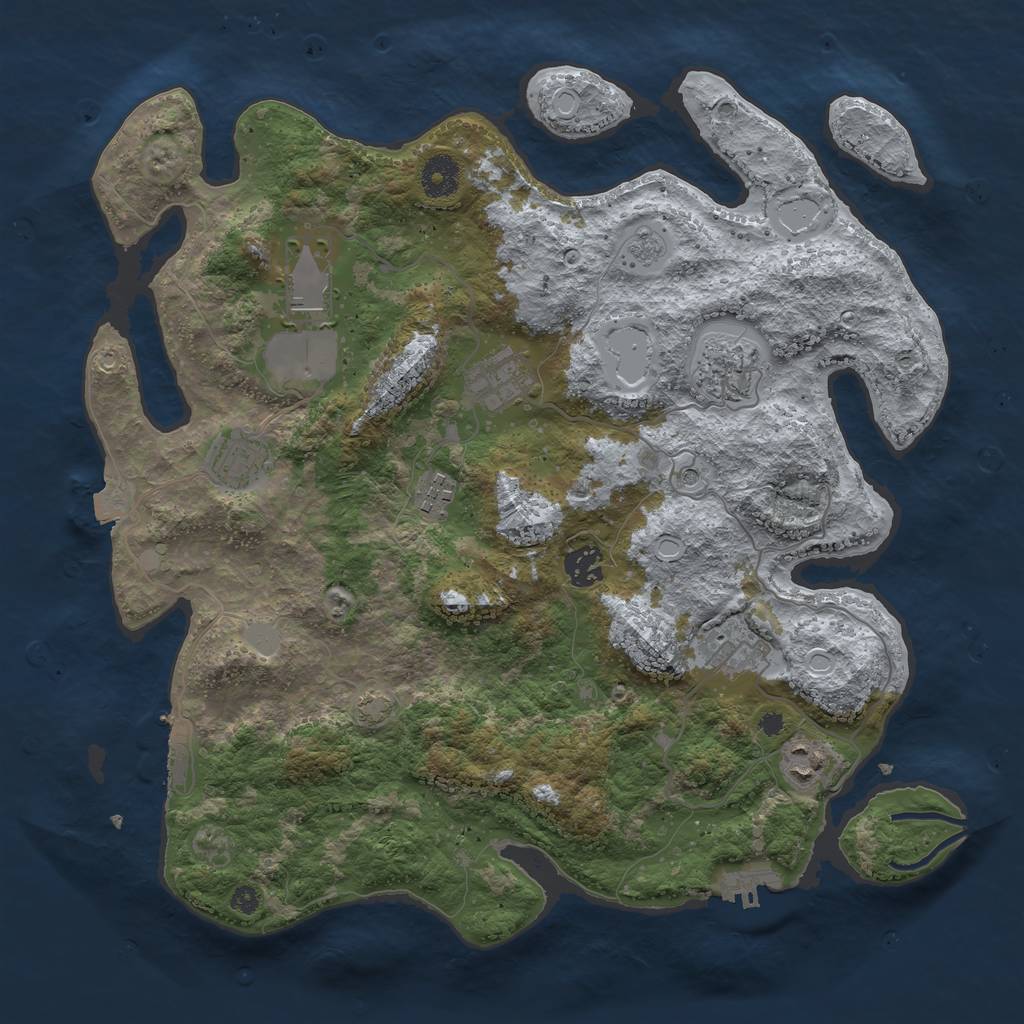 Rust Map: Procedural Map, Size: 3750, Seed: 83747214, 16 Monuments