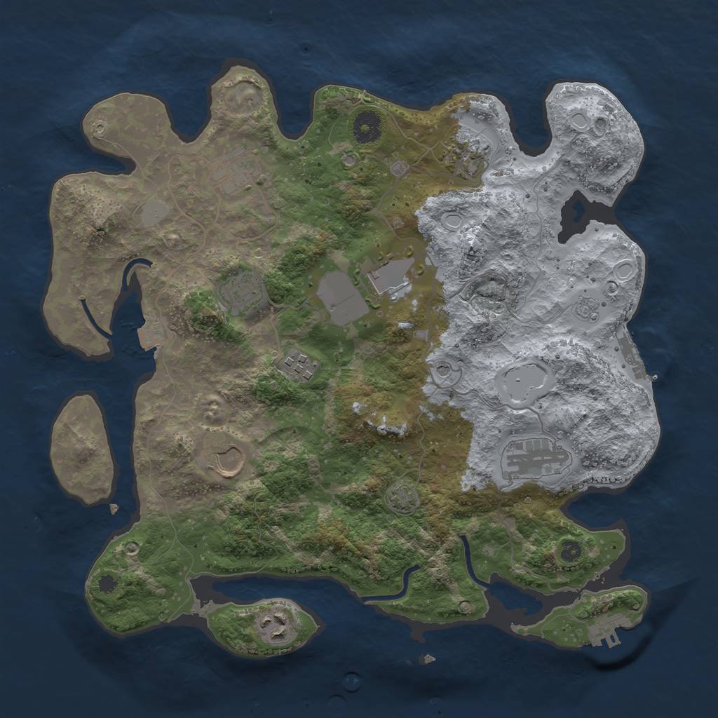 Rust Map: Procedural Map, Size: 3500, Seed: 1821822704, 16 Monuments