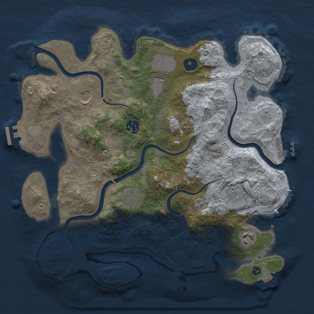 Rust Map: Procedural Map, Size: 3500, Seed: 1821822704, 13 Monuments