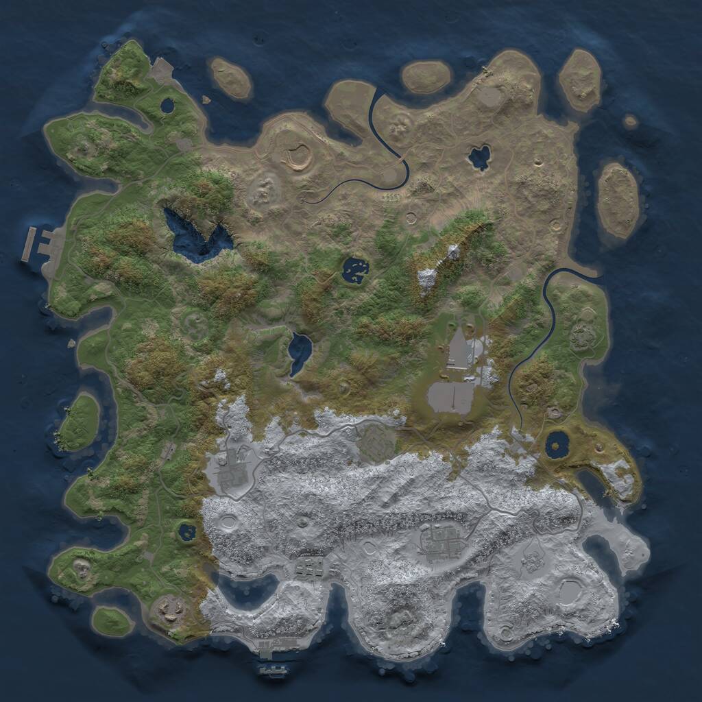 Rust Map: Procedural Map, Size: 4000, Seed: 1331810893, 14 Monuments