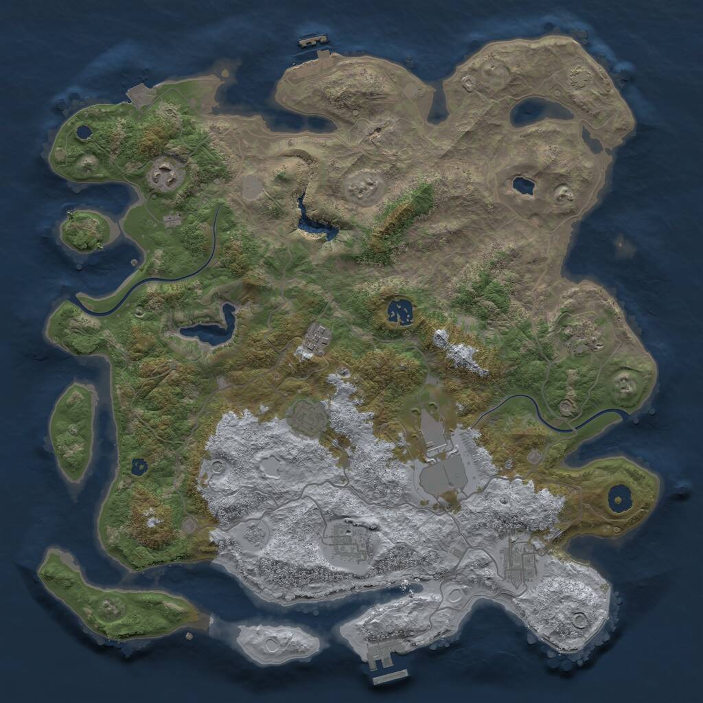 Rust Map: Procedural Map, Size: 4000, Seed: 130768, 14 Monuments