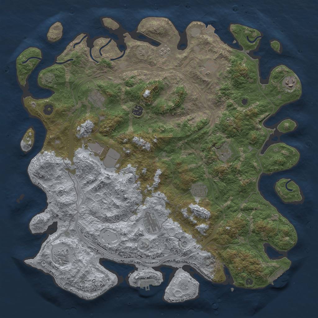 Rust Map: Procedural Map, Size: 4500, Seed: 1150770030, 18 Monuments