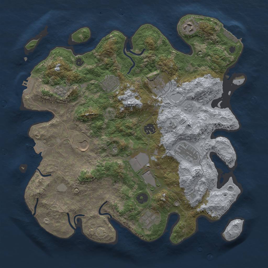 Rust Map: Procedural Map, Size: 3600, Seed: 142, 17 Monuments