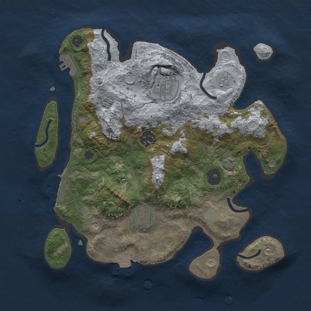 Rust Map: Procedural Map, Size: 3000, Seed: 64084549, 12 Monuments
