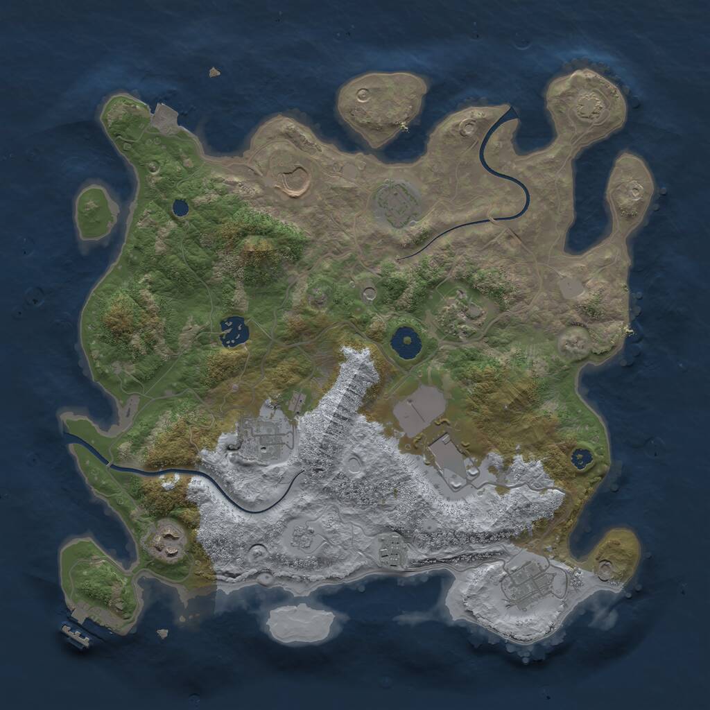 Rust Map: Procedural Map, Size: 3500, Seed: 2139053860, 14 Monuments