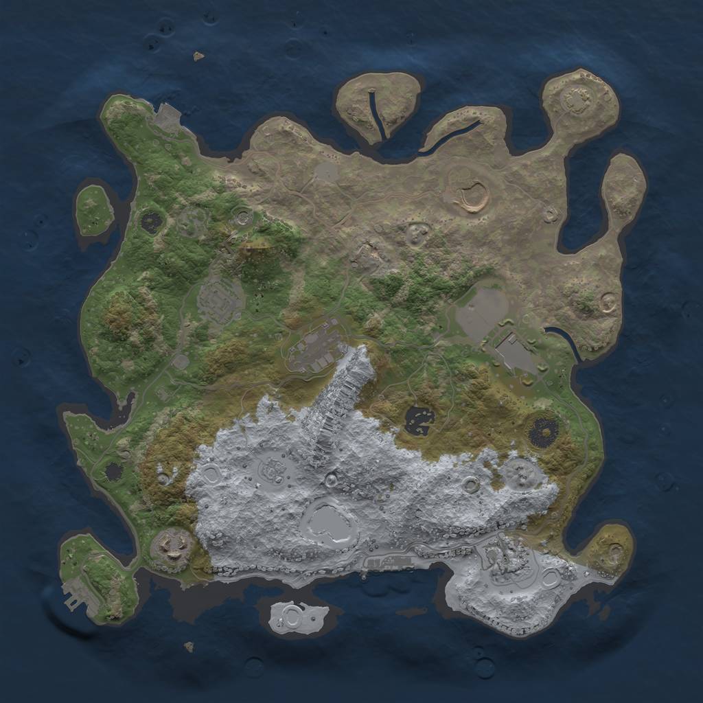 Rust Map: Procedural Map, Size: 3500, Seed: 2139053860, 15 Monuments