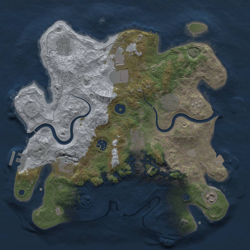 Rust Map: Procedural Map, Size: 3500, Seed: 1948143570, 14 Monuments