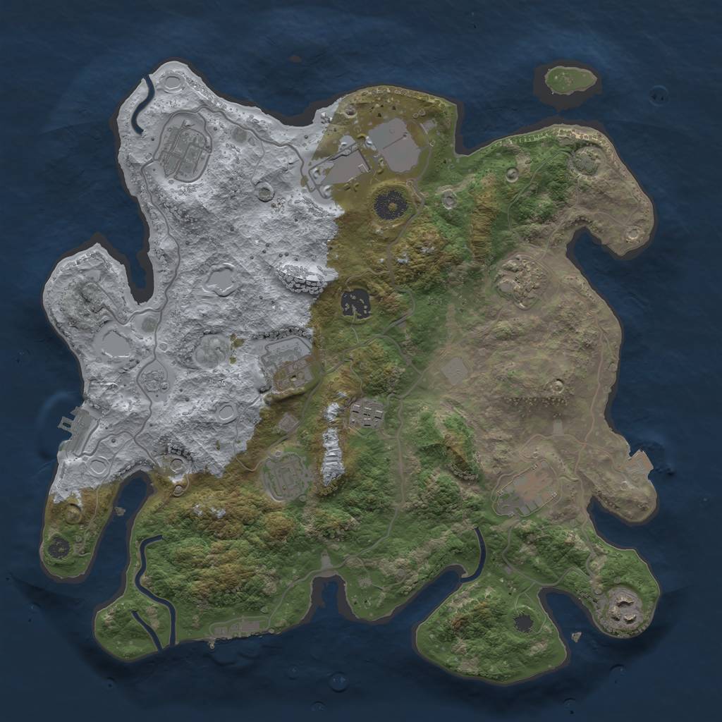 Rust Map: Procedural Map, Size: 3500, Seed: 1948143570, 17 Monuments