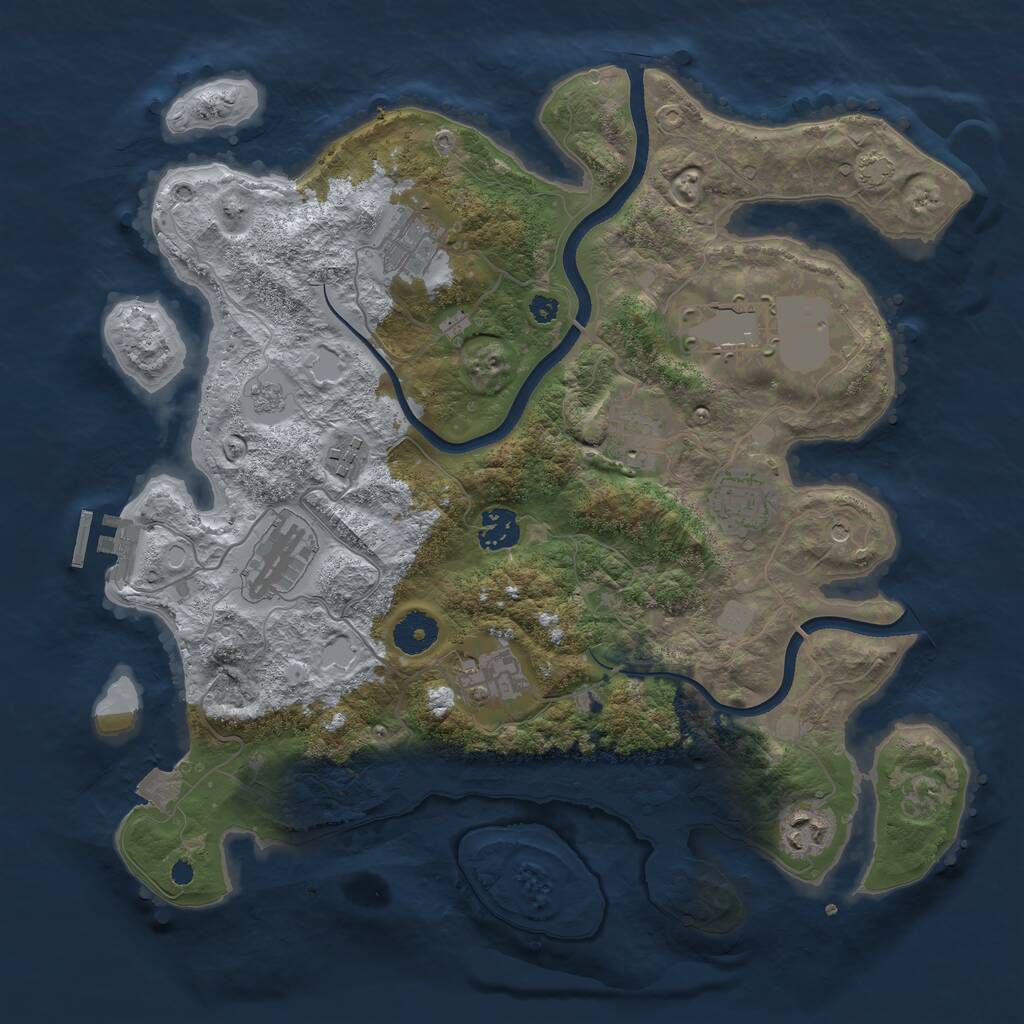 Rust Map: Procedural Map, Size: 3600, Seed: 12608, 14 Monuments