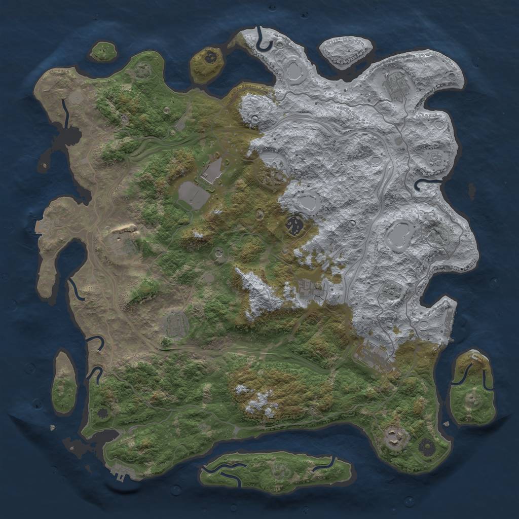 Rust Map: Procedural Map, Size: 4500, Seed: 60636307, 18 Monuments