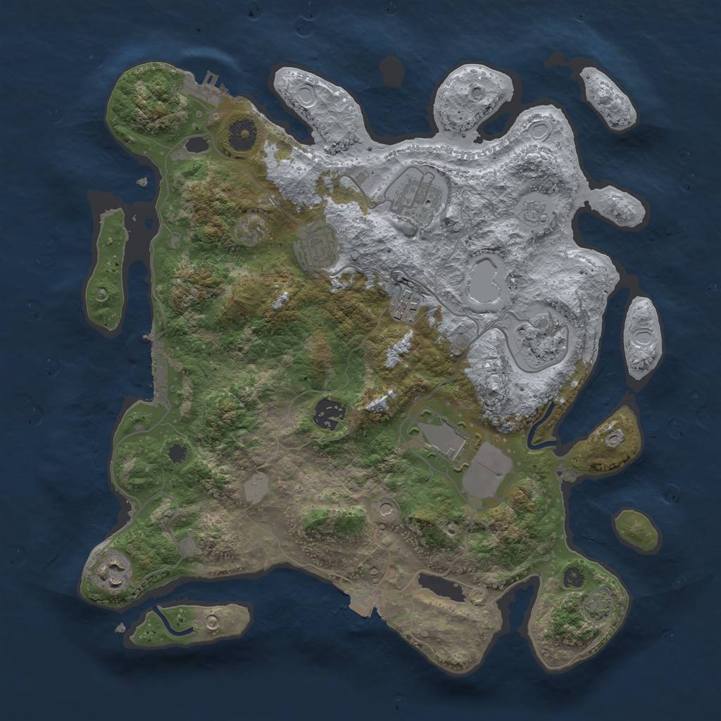 Rust Map: Procedural Map, Size: 3500, Seed: 1968201330, 15 Monuments