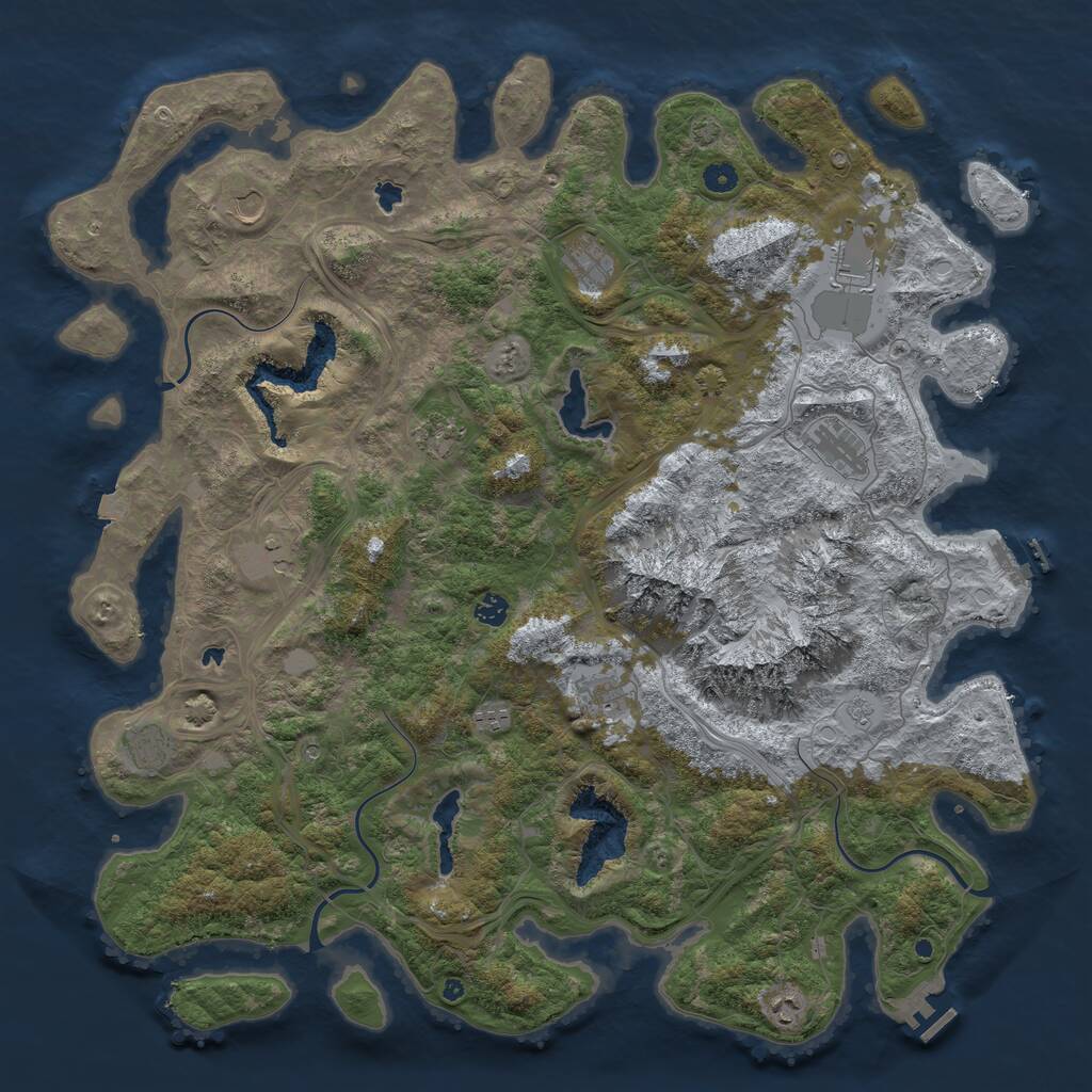 Rust Map: Procedural Map, Size: 5000, Seed: 23766612, 17 Monuments
