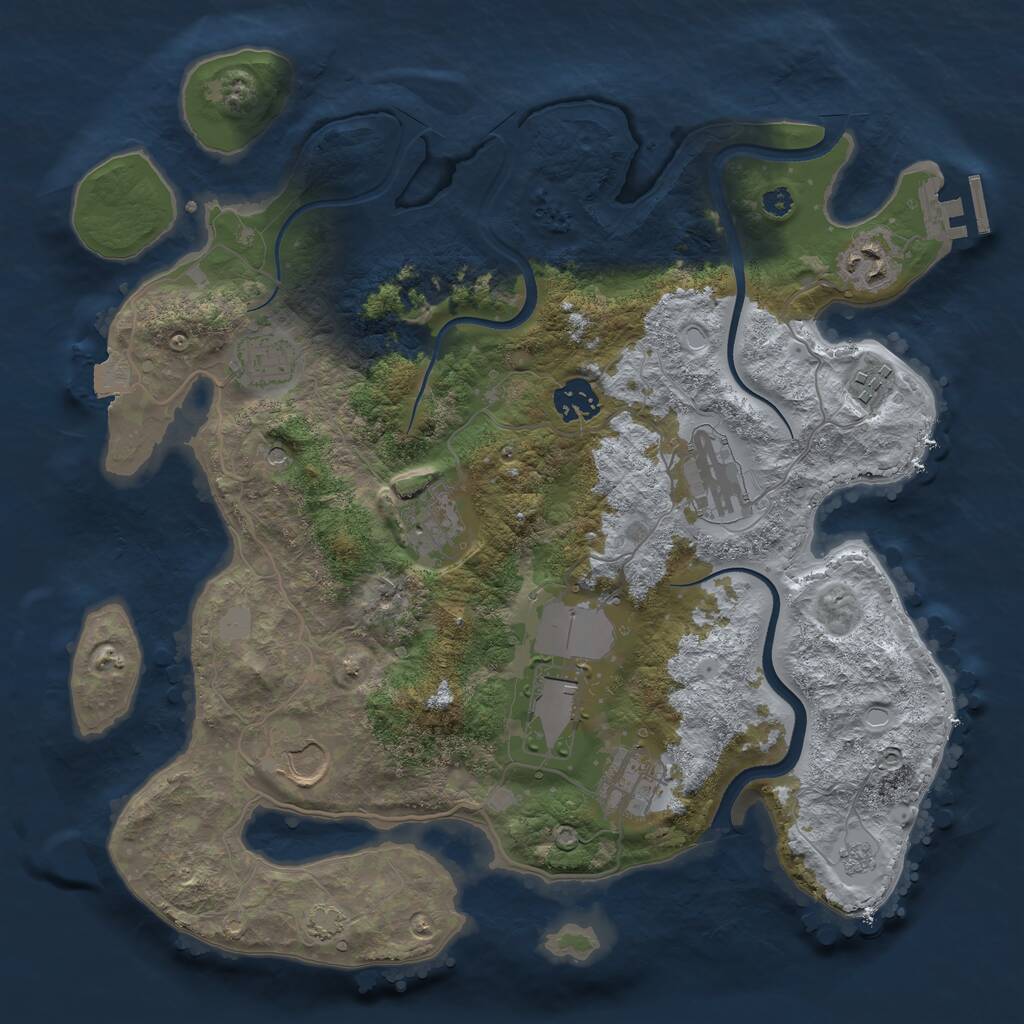 Rust Map: Procedural Map, Size: 3500, Seed: 534963979, 14 Monuments