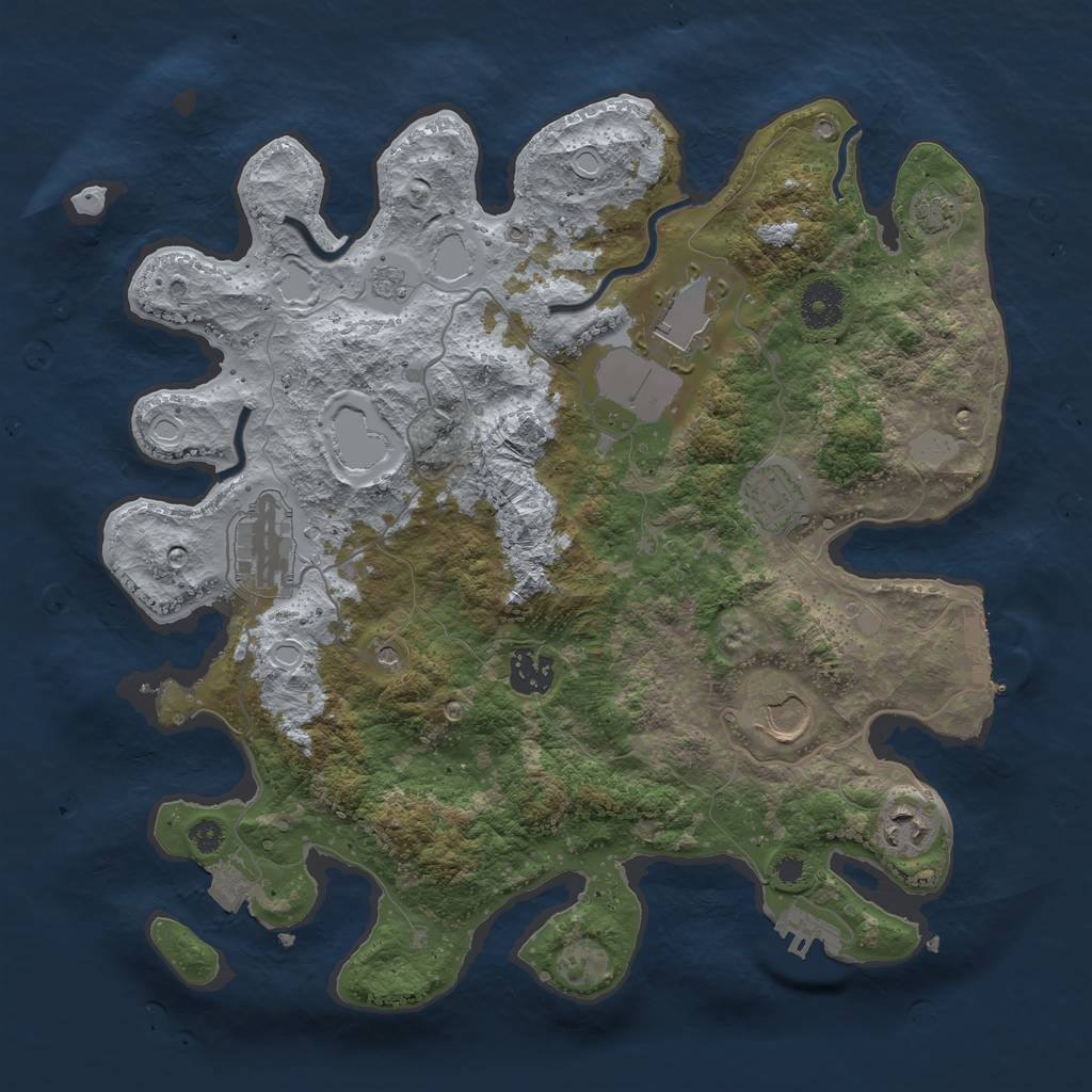 Rust Map: Procedural Map, Size: 3500, Seed: 557356040, 14 Monuments
