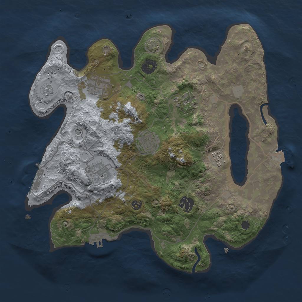 Rust Map: Procedural Map, Size: 3000, Seed: 1187530035, 14 Monuments