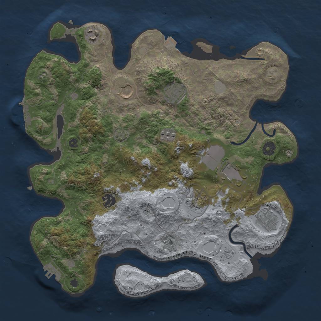 Rust Map: Procedural Map, Size: 3500, Seed: 79773705, 16 Monuments