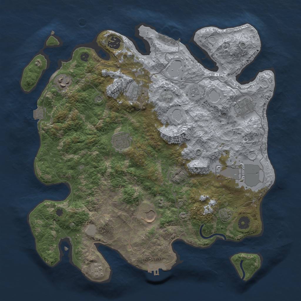 Rust Map: Procedural Map, Size: 3600, Seed: 43626049, 16 Monuments