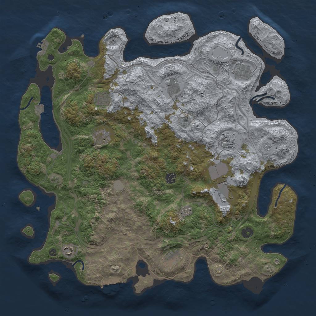 Rust Map: Procedural Map, Size: 4250, Seed: 928023102, 18 Monuments