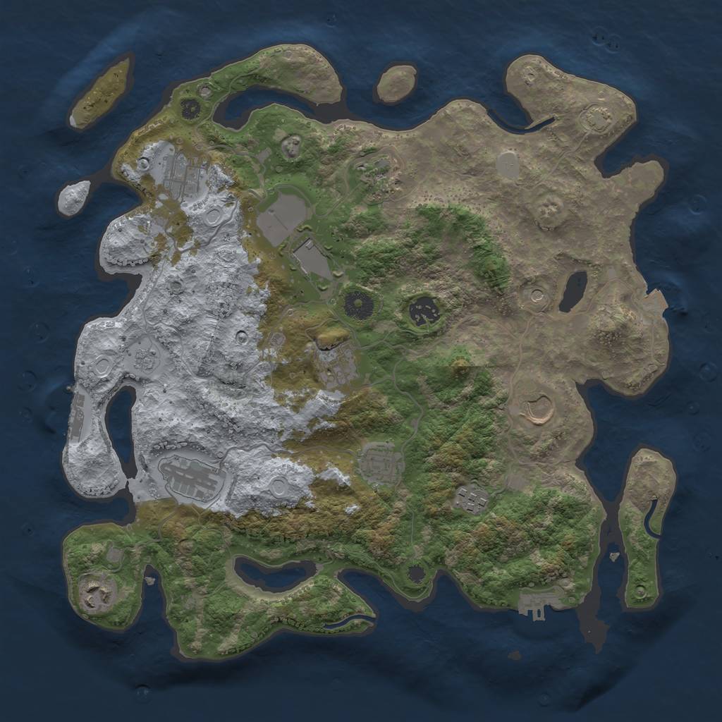 Rust Map: Procedural Map, Size: 3700, Seed: 1209680333, 18 Monuments