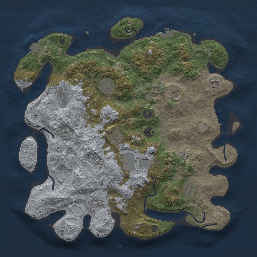 Rust Map: Procedural Map, Size: 3900, Seed: 66800504, 18 Monuments