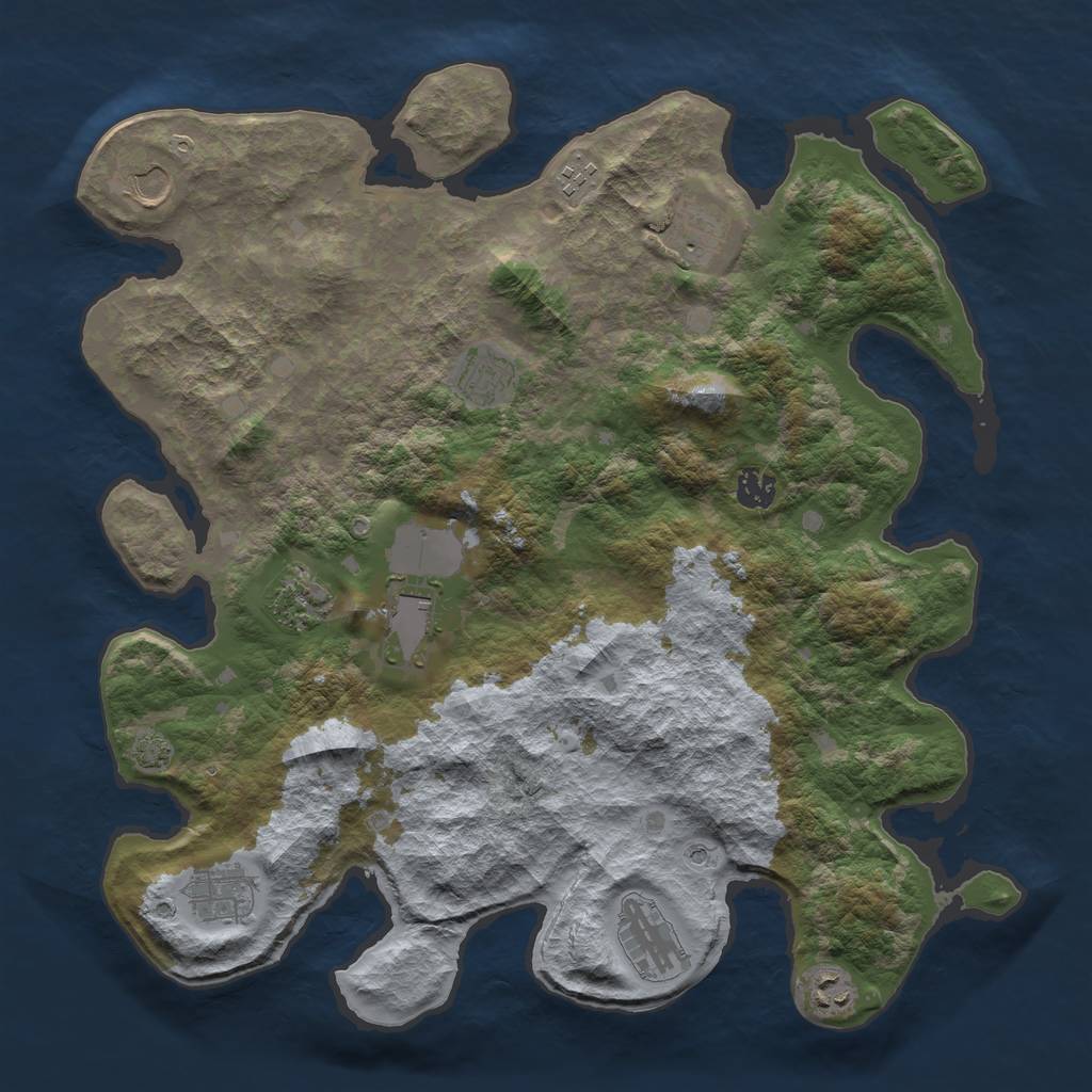 Rust Map: Barren, Size: 4000, Seed: 1000000, 14 Monuments